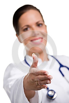 Handshake of a friendly nice doctor