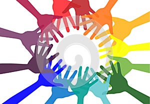 Handshake and friendship icon. Colorful hands. Concept of democracy. photo
