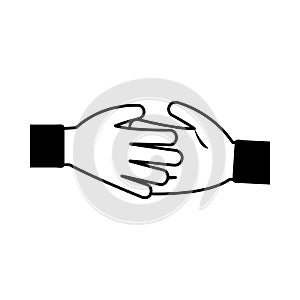 Handshake gesture diverse people team linear style icon