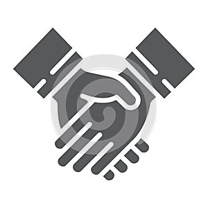 Handshake glyph icon, business and deal, partnership sign, vector graphics, a solid pattern on a white background, eps