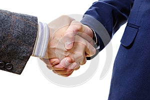 Handshake - Hand holding on white background