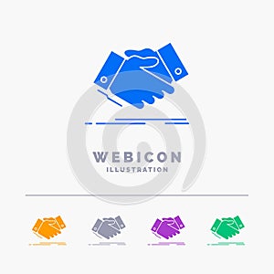 handshake, hand shake, shaking hand, Agreement, business 5 Color Glyph Web Icon Template isolated on white. Vector illustration