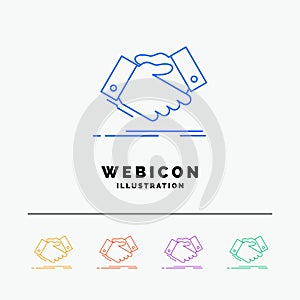 handshake, hand shake, shaking hand, Agreement, business 5 Color Line Web Icon Template isolated on white. Vector illustration