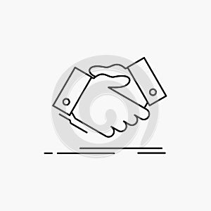 handshake, hand shake, shaking hand, Agreement, business Line Icon. Vector isolated illustration