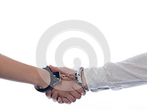 Handshake with handcuffs