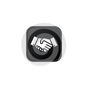 Handshake, hands, partnership icon modern button design black symbol isolated on white background. Vector EPS 10