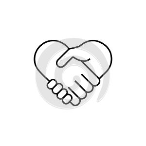 Handshake heart icon. Collaboration or integration symbol. Vector illustration EPS 10