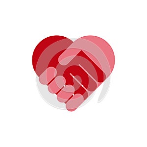 Handshake heart icon symbol. Vector eps10