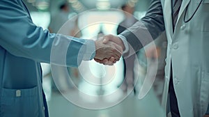 The handshake in hospital. AI generated