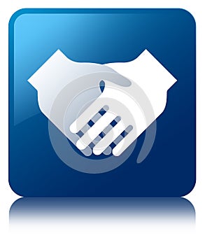 Handshake icon blue square button
