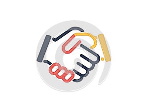 Handshake icon in flat style. Handshake illustration on white isolated background. Partnership business concept.