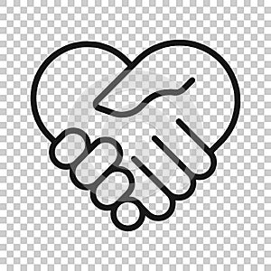 Handshake icon in flat style. Partnership deal vector illustration on white  background. Agreement business concept