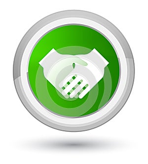 Handshake icon prime green round button