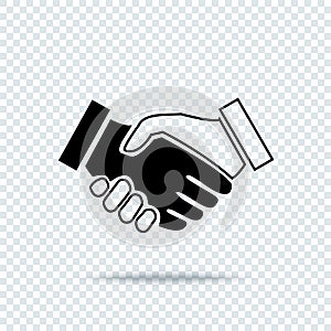 Handshake icon with shadow on transparent background
