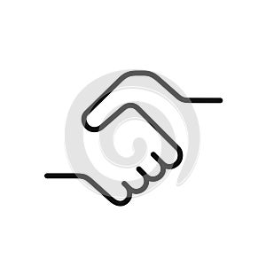 Handshake icon, simple black one line illustration