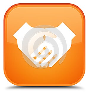 Handshake icon special orange square button