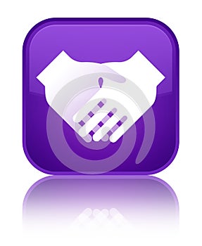 Handshake icon special purple square button