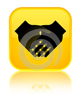 Handshake icon special yellow square button