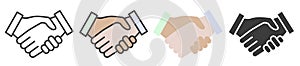 Handshake icon. Symbol of partnership and agreement. Set of handshakes