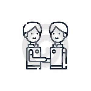 handshake icon vector from friendship concept. Thin line illustration of handshake editable stroke. handshake linear sign for use