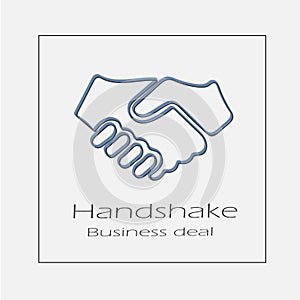 Handshake illustration. Hands shaking business deal hand drawn flat vector icon