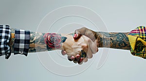 A Handshake of Inked Individuals. AI generated