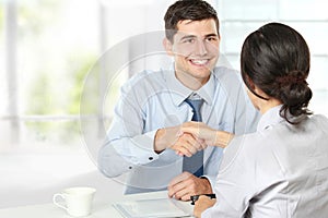 Handshake after a job recruitment interview