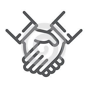 Handshake line icon, business and deal, partnership sign, vector graphics, a linear pattern on a white background, eps