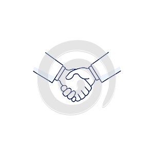 Handshake line icon isolated on white. Agreement
