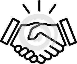 Handshake linear icon as a concept of business agreement, trust, partnership and support