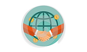 Handshake logo icon for business agreement, deal, contract and partnership logo