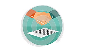 Handshake logo icon for business agreement, deal, contract and partnership logo