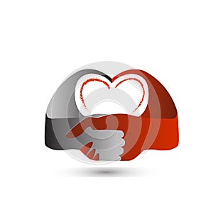 Handshake love heart logo