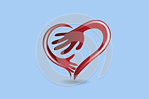 Handshake love heart shape charity hands logo vector
