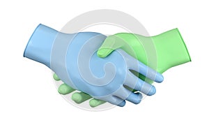 Handshake medical gloves concept of cooperation exchange of experience medical cooperation