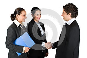 Handshake and meeting business people