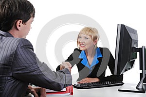 Handshake men and women.