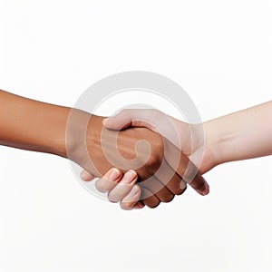 Handshake men and women. men and women shaking hands on white background