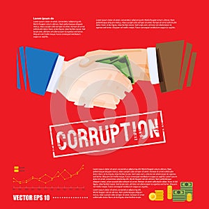 Handshake with money. corruption concept -