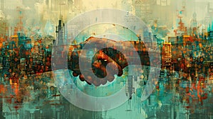 Handshake Over Cityscape