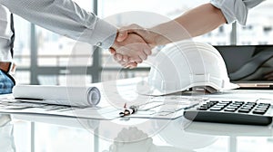 The Handshake Over Plans.AI generated image