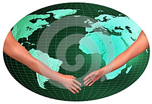 Handshake over world