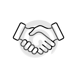 Handshake Partnership Professional Line Icon. Hand Shake Business Deal Linear Pictogram. Cooperation Team Agreement