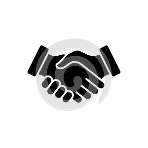 Handshake Partnership Professional Silhouette Icon. Hand Shake Business Deal Black Pictogram. Cooperation Team Agreement