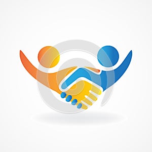 Handshake people in business vector icon logo design image