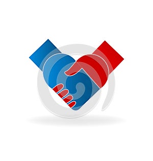 Handshake people love heart logo vector icon