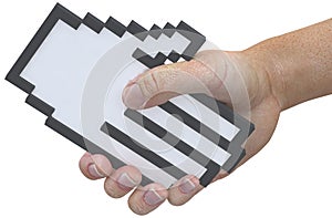 Handshake pixel cursor tech user shake hands