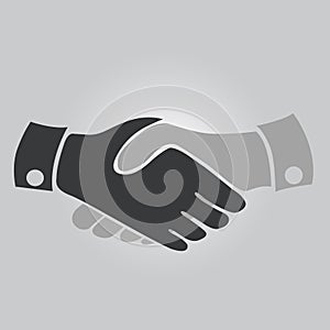 Handshake poster for the business projects. Black and grey design. Flat design modern vector illustration concept.