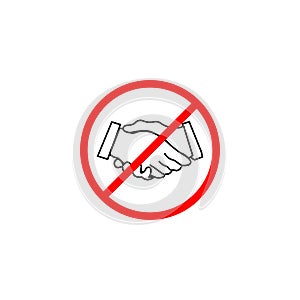 Handshake prohibited sign. Do not shake hands sign. eps ten