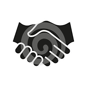 Handshake Silhouette Icon. Business Partnership. Greetings, Introduction At Meeting Glyph Pictogram. Hand Shake, Deal